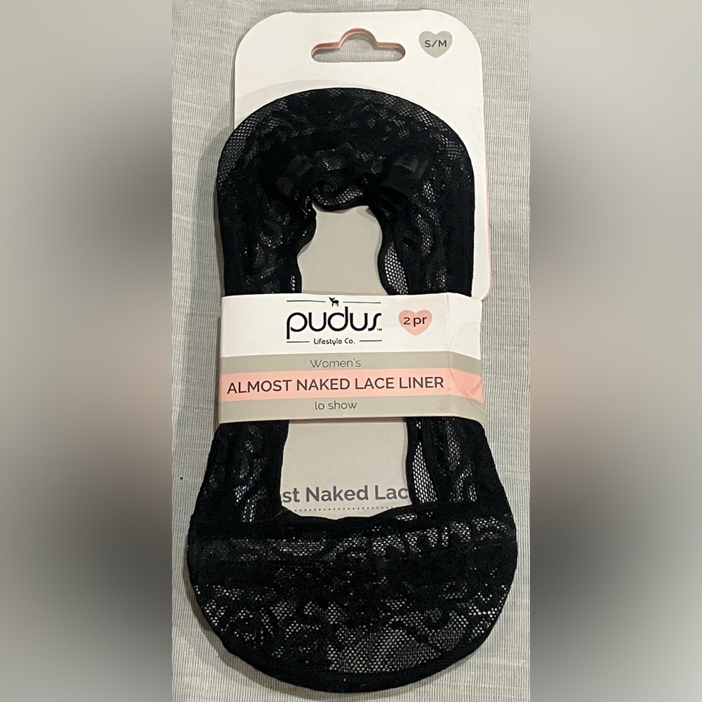 Women's Black Lace Pudus Liner (2 pairs in a package ) size small/medium